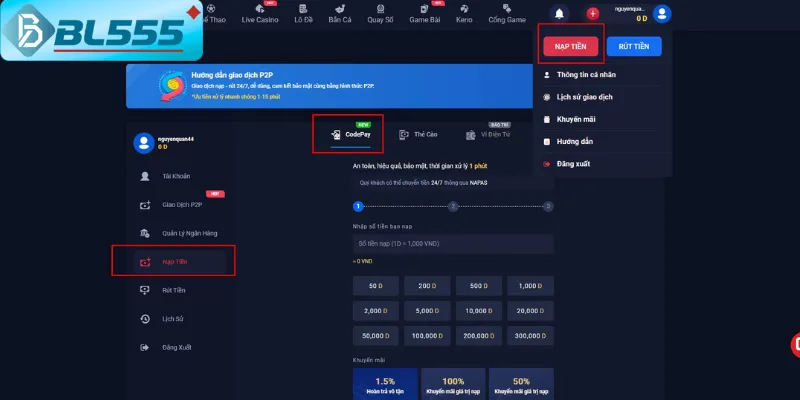 Nạp 500K nhận ngay 1.5 triệu – tiền về trong 28 giây